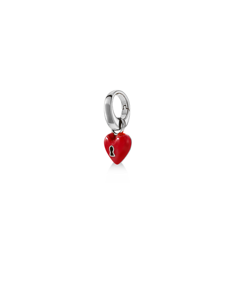 Heart Lock Charm Charms Silver/Red