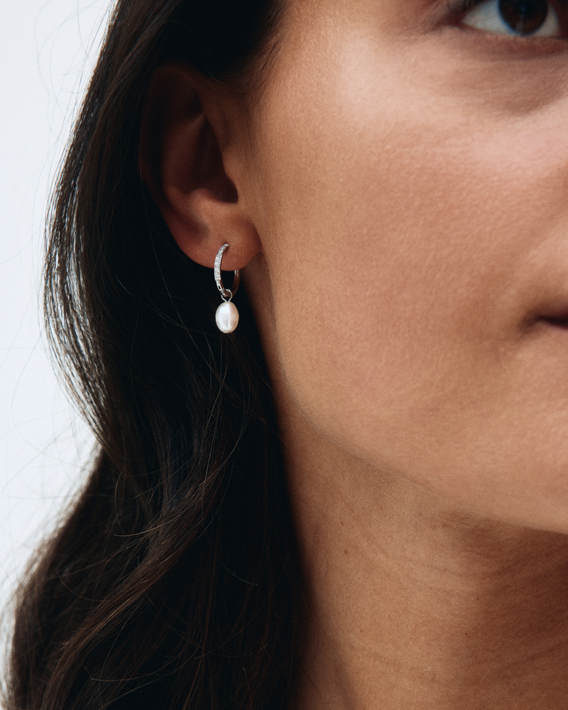 Perla Hoops Sparkle Hoops Silver