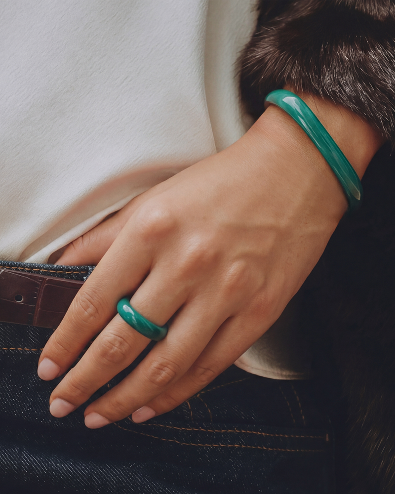 Lore Bangle Jäykät rannekorut Kulta/Vihreä