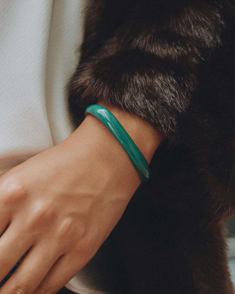 Lore Bangle Jäykät rannekorut Kulta/Vihreä