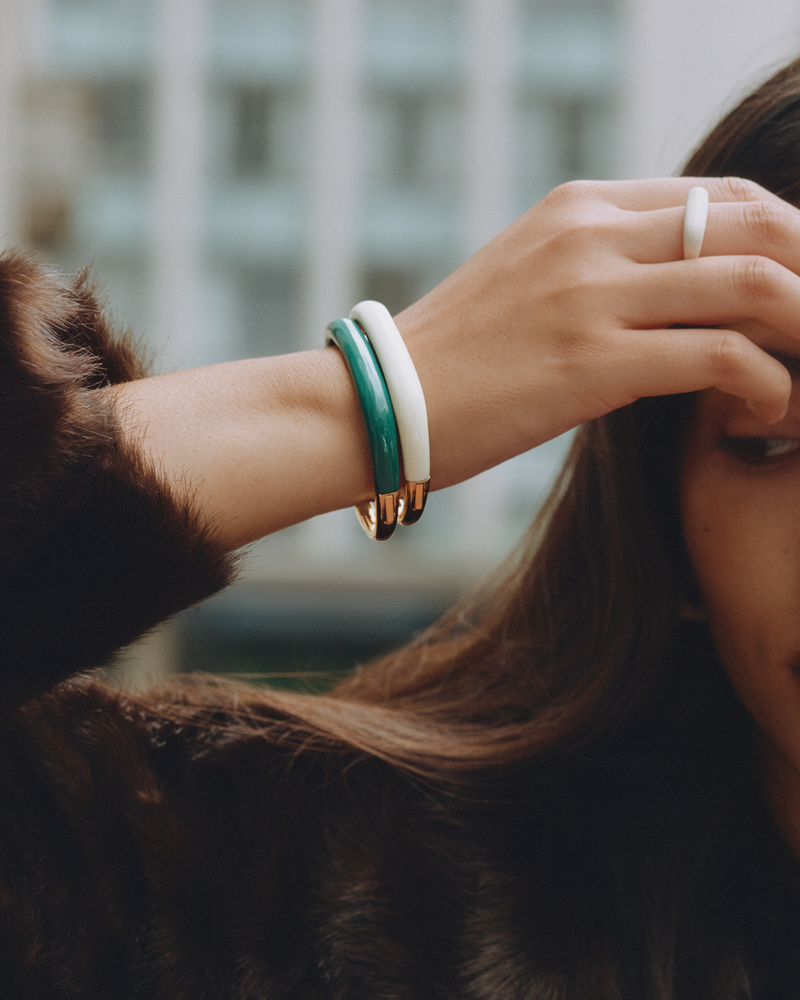 Lore Bangle Jäykät rannekorut Kulta/Vihreä