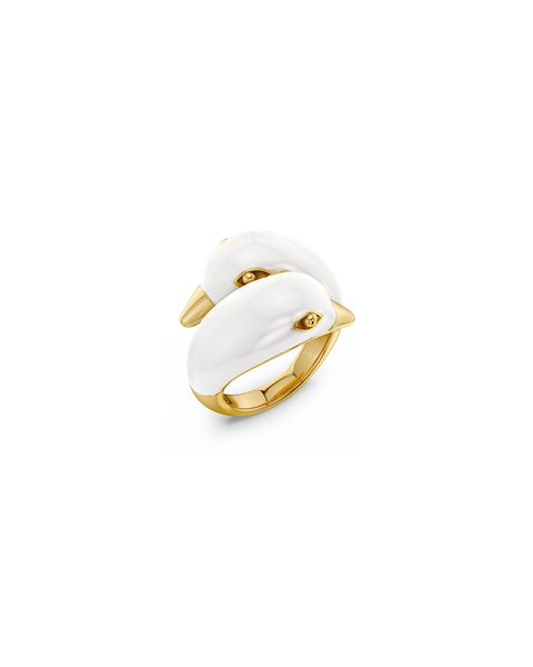 Lovebirds Ring Gold rings Gold/White