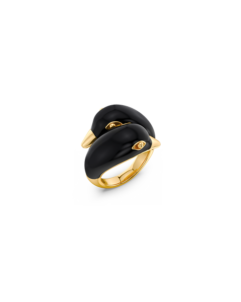 Lovebirds Ring Gold rings Kulta/Musta