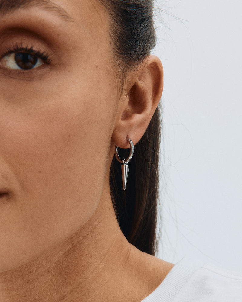 Peak Hoops Sparkle Creolen Silber