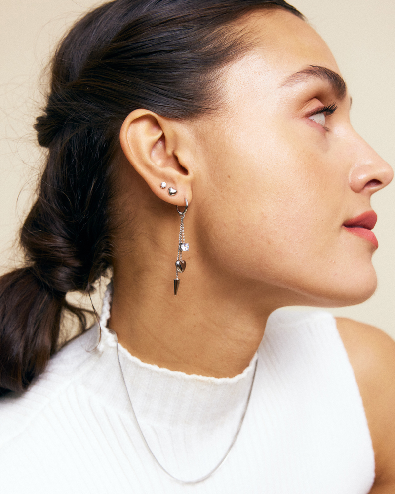 Peak Hoops Multi Heart Hoops Silver