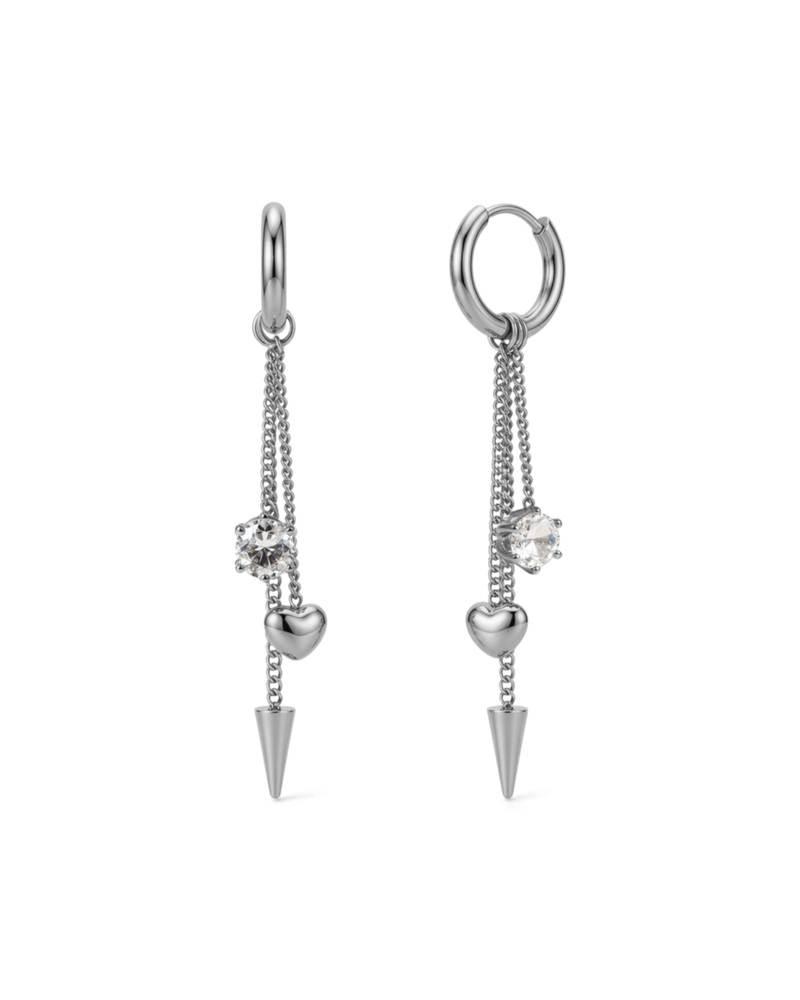 Peak Hoops Multi Heart Hoops Silver