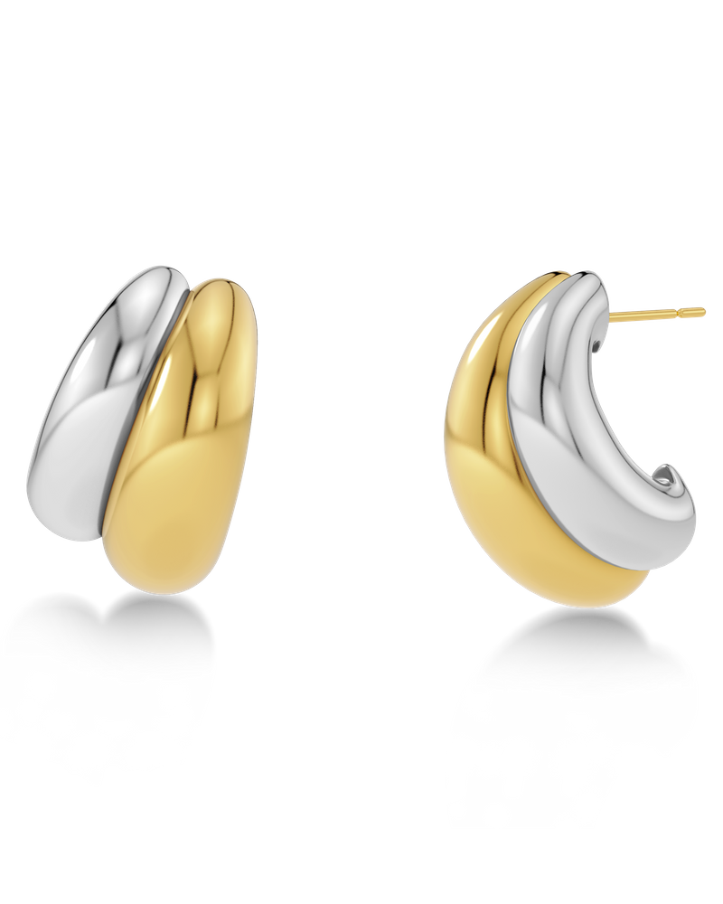 Furo Duo Creoles Earrings Silver/Gold
