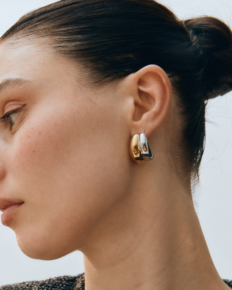 Furo Duo Creoles Earrings Silver/Gold
