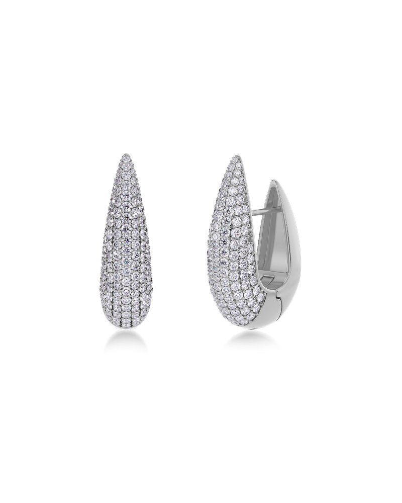 Crest Pavé Hoops L Hopeiset korut Hopea