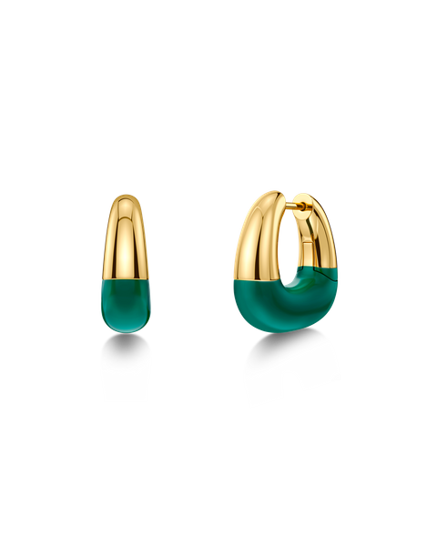 Lore Hoops L Gold earrings Kulta/Vihreä