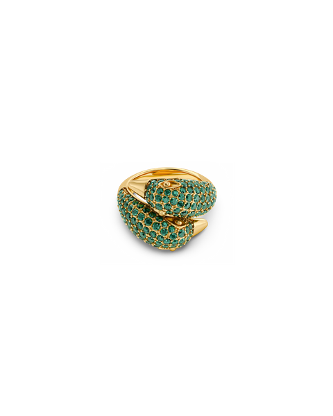 Lovebirds Ring Sparkle Gold rings Guld/Grön
