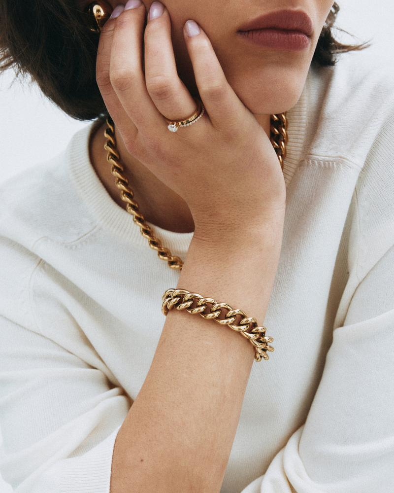 Bold Curb Chain Bracelet Gullarmbånd Gull