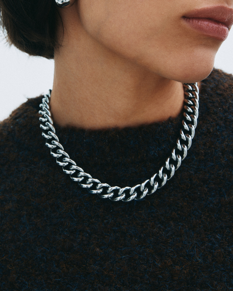 Bold Curb Chain Necklace Silverhalsband Silver