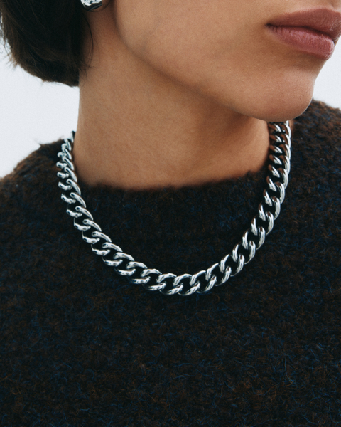 Bold Curb Chain Necklace Jewellery Silver