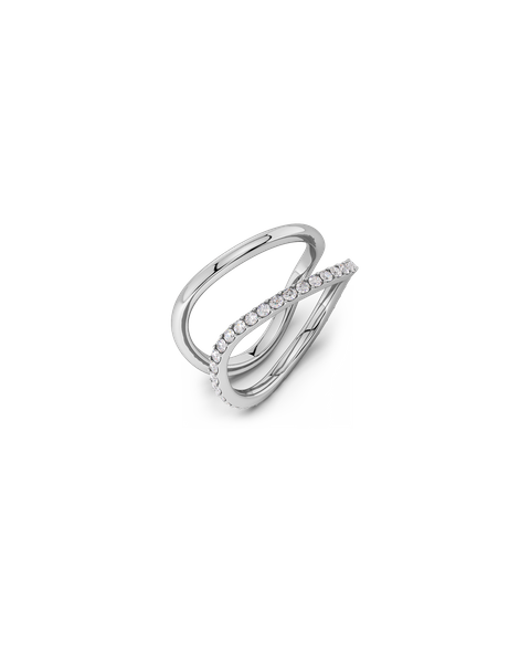 Wave Duo Ring For teenager Silver