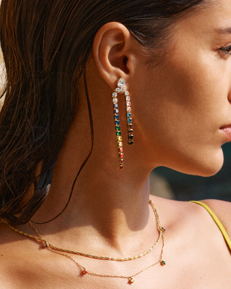 Rainbow Earrings Guldörhängen Guld/Multi