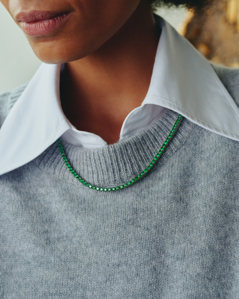 Tennis Necklace Jewellery Silver/Grön