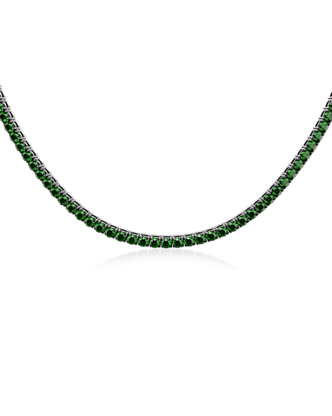 Tennis Necklace Jewellery Silver/Grön