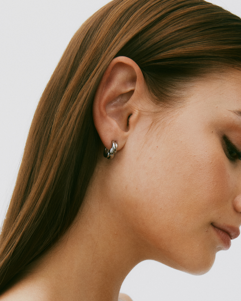 Twist Hoops S Creolen Silber