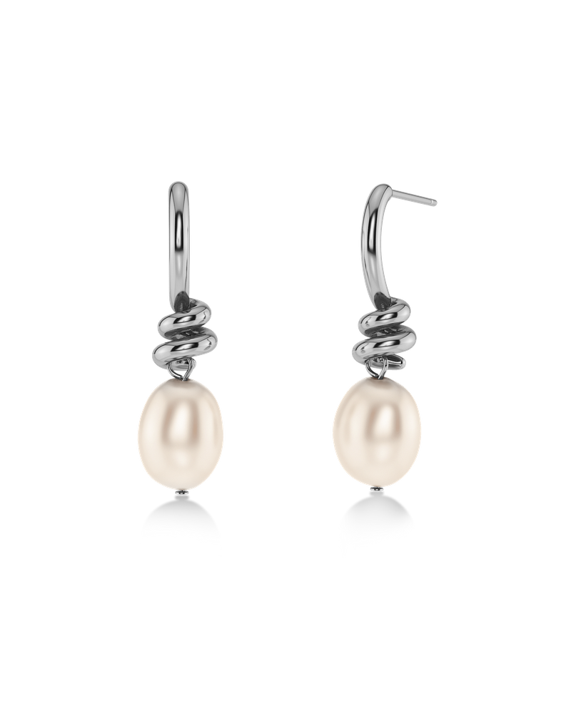 Swivel Earrings Pearl S Zilveren oorbellen Zilver