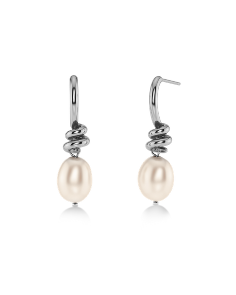 Swivel Earrings Pearl S Bride Zilver