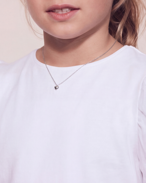 Mini Heart Necklace Kids Christening Silver